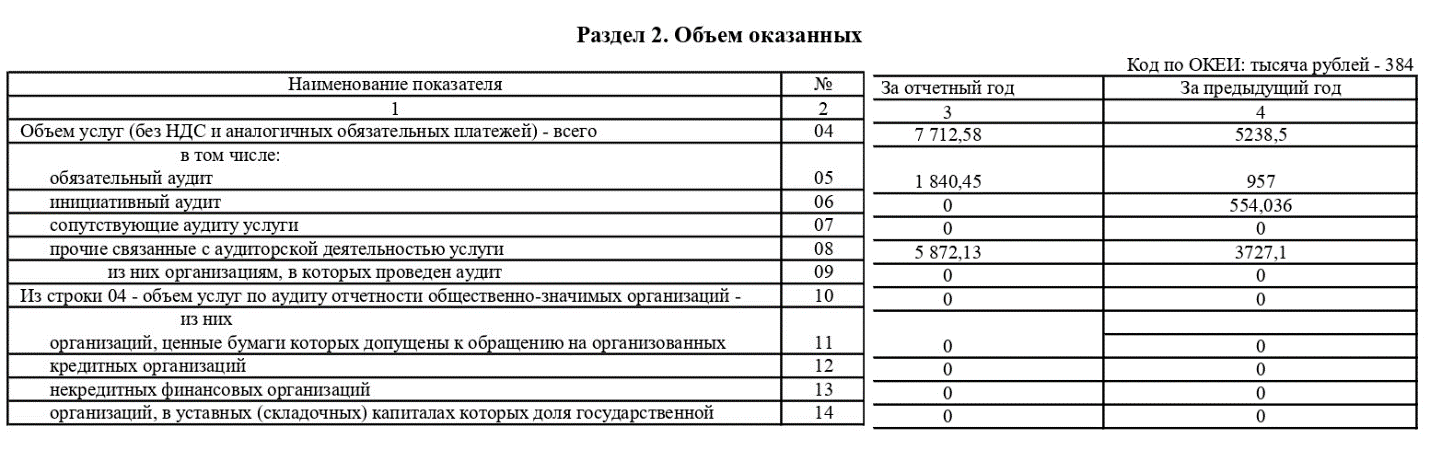Выписка из формы 2-аудит за 2024 год.
